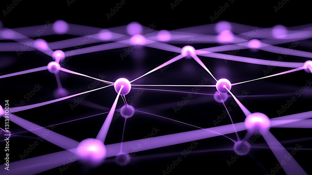 Poster abstract high energy neural visualization with purple nodes and lines