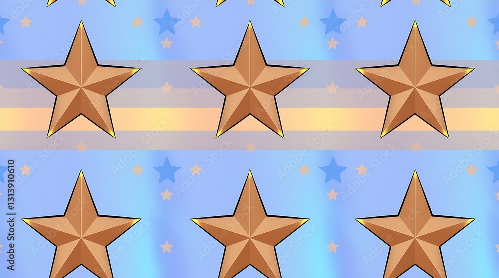 Poster gold star array: an array of golden stars against a gradient background, creating a sense of achieve