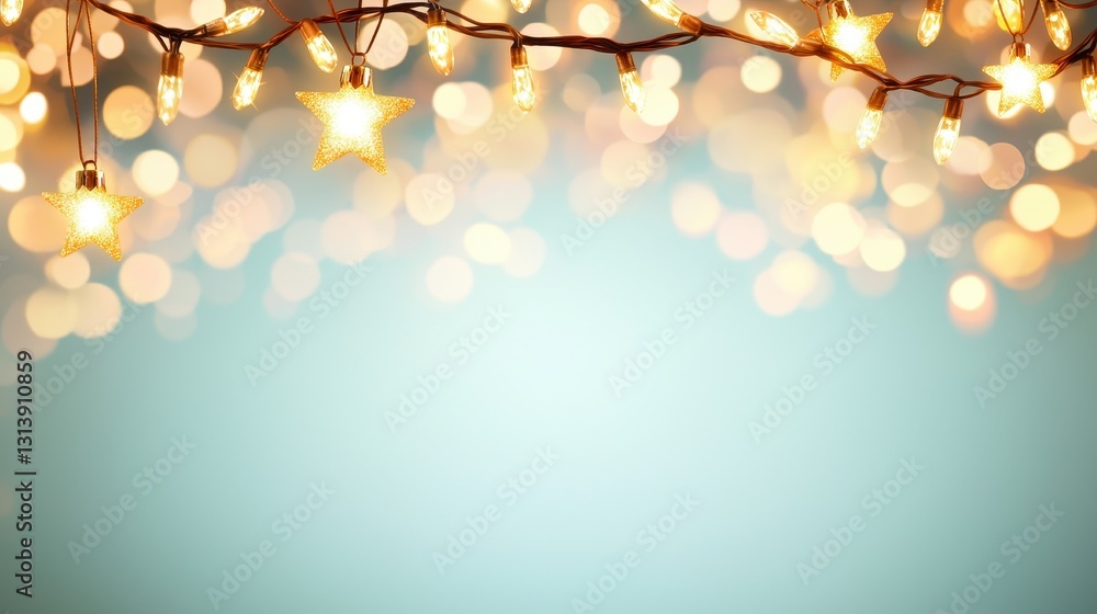 Poster festive lights with star shapes and soft bokeh background effect