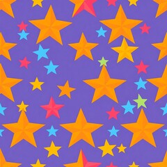 Vibrant Star Pattern: A visually engaging pattern of multicolored stars on a purple background, creating a sense of wonder and festive atmosphere.