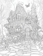 Naklejka premium Butterfly and mushroom coloring page ready to print on standard 8.5x11 inch paper