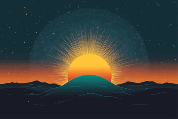 A breathtaking sunrise over Earth from space, golden sunrays illuminating the planet, symbolizing hope, new beginnings, and cosmic renewal. Perfect for New Year, International Day of Earth 