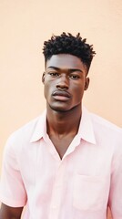 Obraz premium Handsome African model close-up pastel fashion soft dreamy background