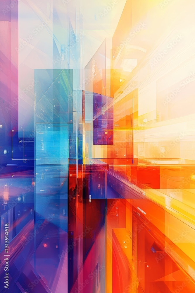 Aufkleber an abstract digital background featuring vibrant colors and bright light elements. the composition c