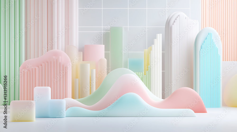 Poster abstract colorful shapes display modern space digital art creative environment front view contempora