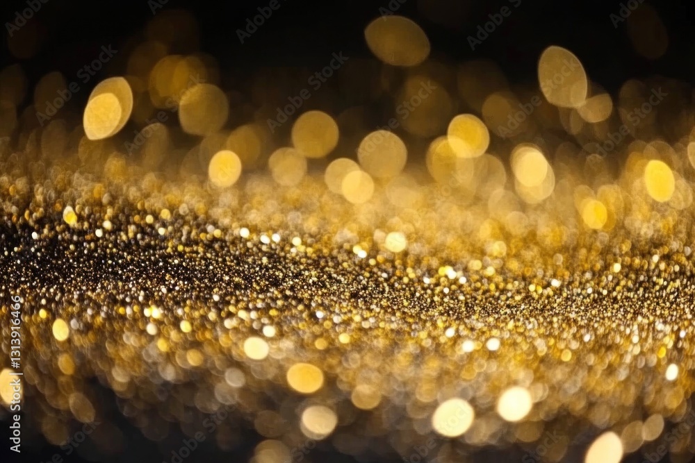Poster sparkling golden glitter texture with bokeh lights.