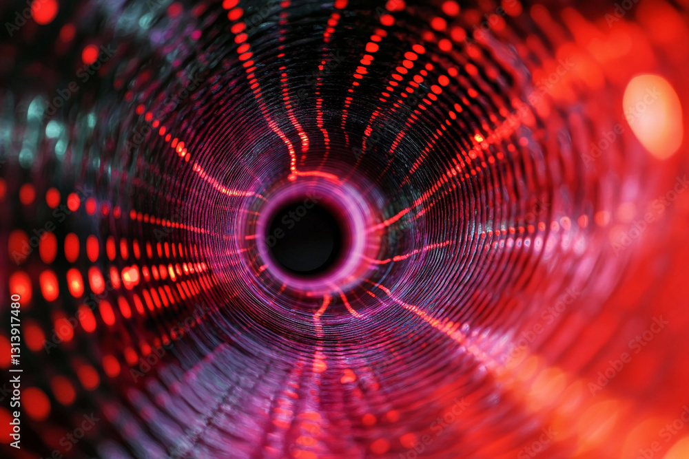 Aufkleber abstract red and pink light tunnel background design image art bokeh color lights spiral vortex