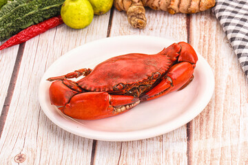 Hot fresh Boiled red crab