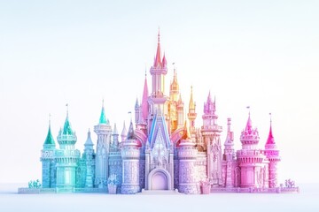 Obraz premium Pastel castle, fantasy land, fairytale scene, dream background, children's book