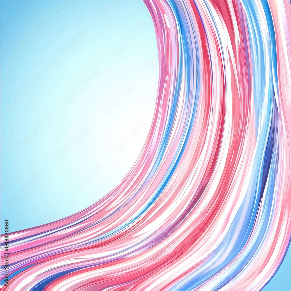Poster abstract wave of multicolored lines on blue background - dynamic and vibrant design