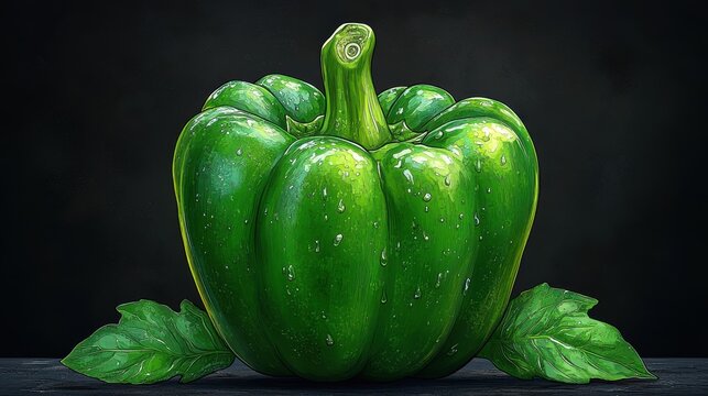 fresh green bell pepper isolated,cartoon illustration style - Powered by Adobe