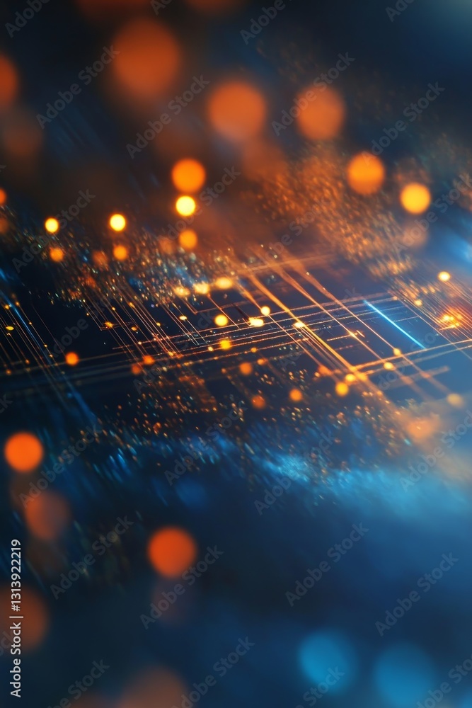 Poster vibrant abstract background featuring glowing lights and intricate circuit patterns. ideal for techn