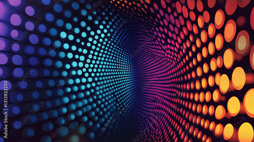 Poster abstract colorful dots background digital art design vivid gradient tunnel light image modern bright