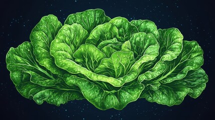 Obraz premium fresh green lettuce leaf isolated,cartoon illustration style