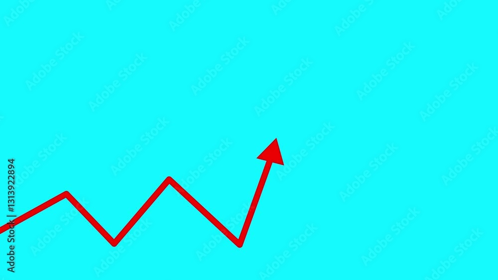Poster professional business graph and red color line direction animation. on the gradient background going