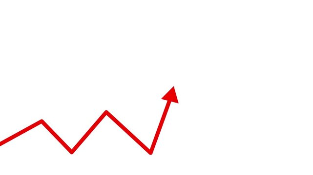professional business graph and red color line direction animation. on the gradient background going up stock market animation white screen background