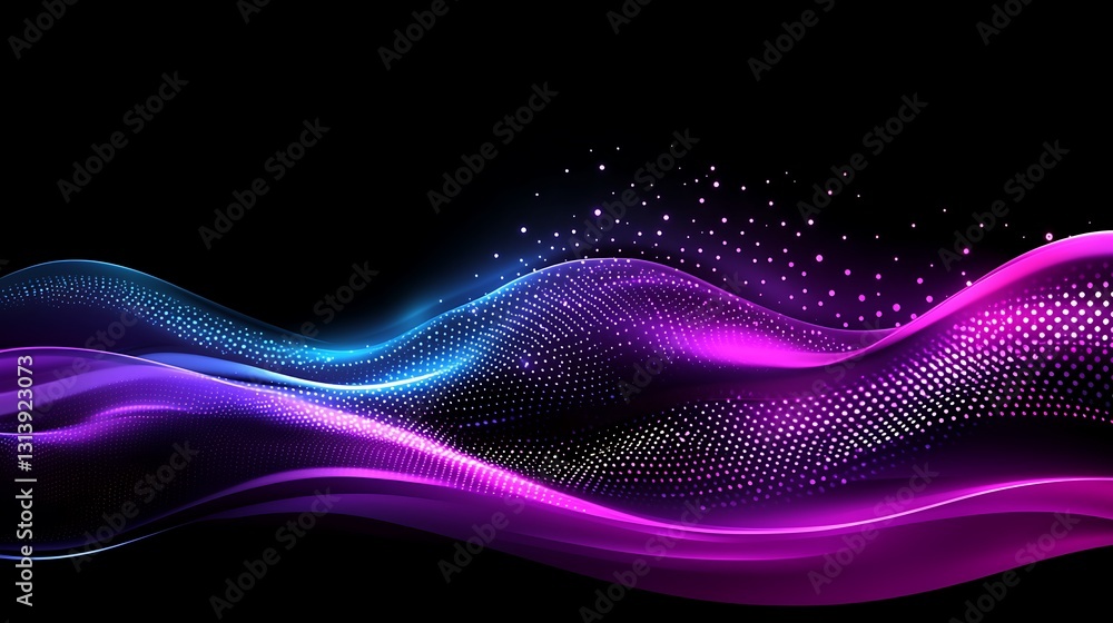 Aufkleber vibrant abstract tech design with colorful waves and dots