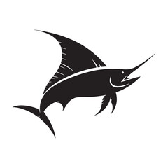 Fototapeta premium Lightning-fast Sailfish silhouette, the sprinter of the ocean - Sailfish illustration - Minimalist Sailfish vector - Fish silhouette 