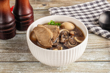 Japanese Ramen soup with duck