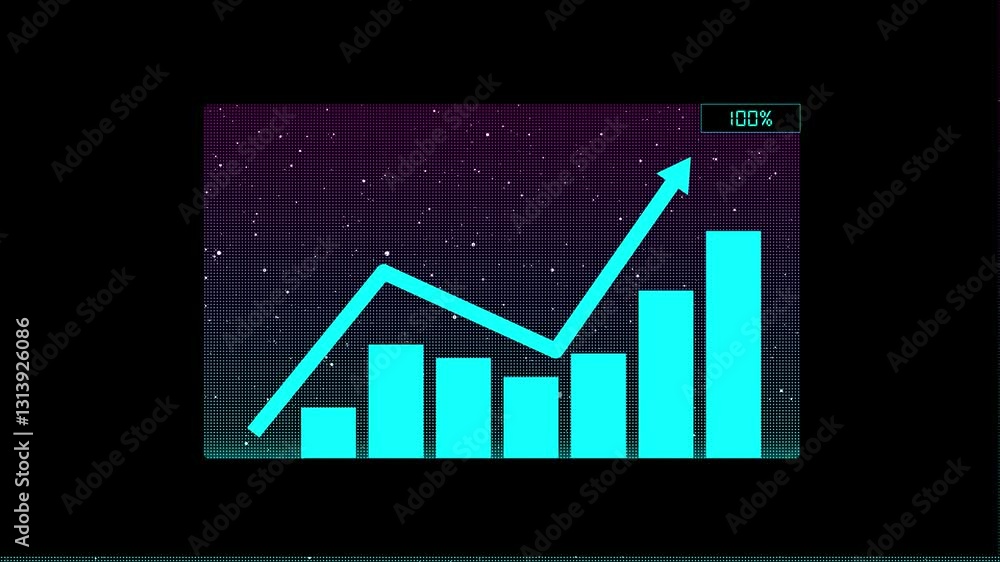 Poster professional business graph and cyan color line direction animation. on the gradient background.