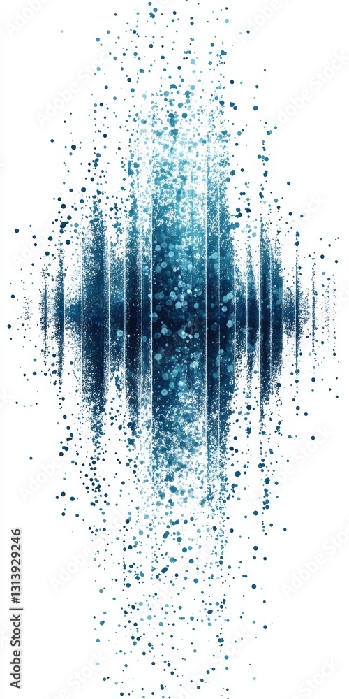Poster this abstract artwork features a sound wave visualization, enhanced with blue particles and textures