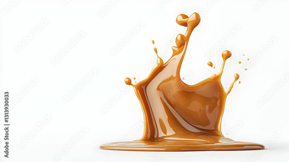 Aufkleber dynamic splash of brown liquid on a clean white background in a studio setting