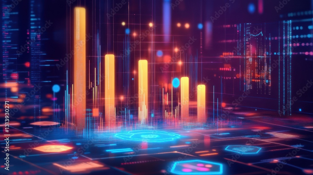 Aufkleber digital illustration depicting data analysis and information visualization concepts