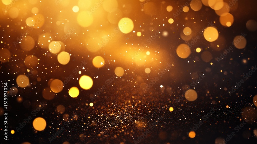 Aufkleber golden bokeh lights and particles create a festive background image