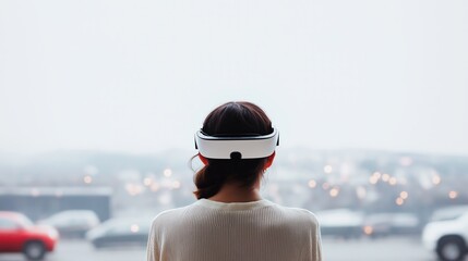 Fototapeta premium Exploring a foreign city with AI powered augmented reality glasses for seamless navigation and translation during travel adventures