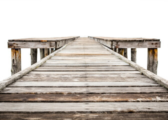 Fototapeta premium Weathered Wooden Pier on White Background in Three Different Styles, Cut Out