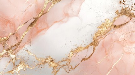 Obraz premium Peach glow marble with flowing gold veins, warm and inviting, polished glossy surface, intricate and delicate, high-resolution, luxurious and elegant stone texture