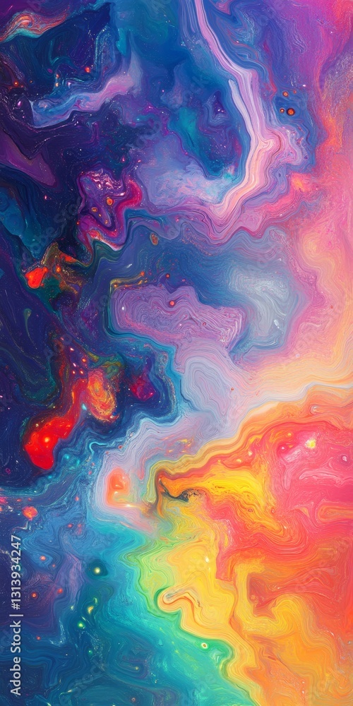 Poster a vibrant abstract design featuring a cosmic swirl of colors creates a mesmerizing visual. this capt