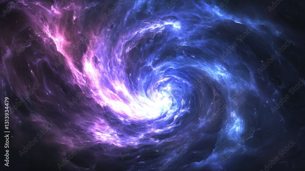 Poster a colorful swirling galaxy displaying cosmic nebulous structures and stars