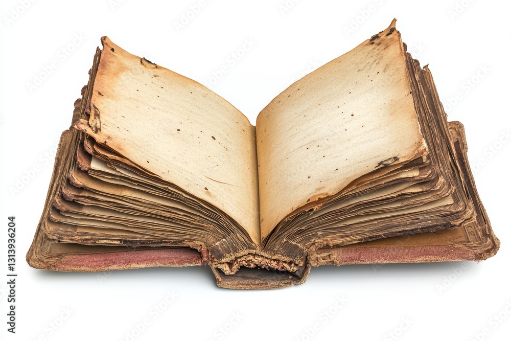 Poster this image features an antique open book with yellowed pages and a worn binding, evoking a sense of 