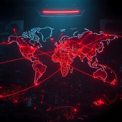 Global Pandemic Impact Represented on Digital Technology and World Map.Generative AI