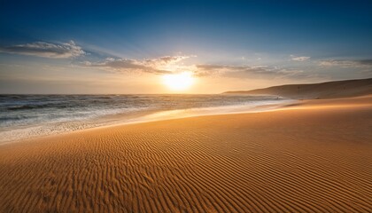 Golden sand with subtle sunset light &ndash; warm, natural, and luxurious background, perfect for elegant and relaxing design projects