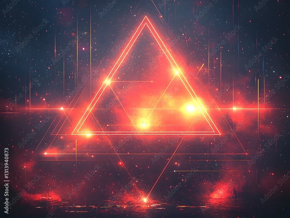 Poster vibrant glowing geometric frame backdrop with dynamic shapes and concept