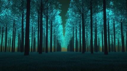 Obraz premium Enchanted Forest with Ethereal Blue Glow at Twilight