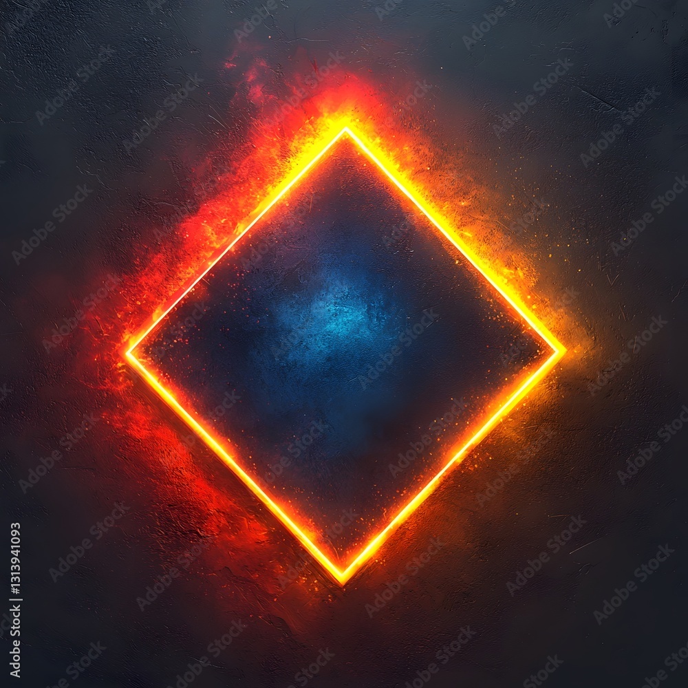 Poster mesmerizing glowing geometric frame with sleek diagonal lines and vibrant gradient backdrop