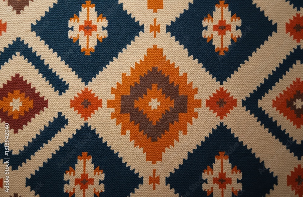 Aufkleber seamless southwest textile pattern with native american geometric shapes. ornamental boho print with