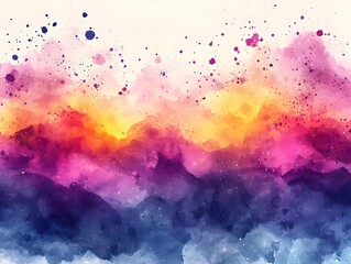 Fototapeta premium Vibrant Watercolor Splash Frame Blending Art and Modernity with a Clean White Center