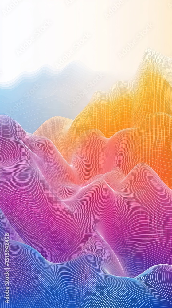 Poster explore this vibrant abstract image showcasing colorful waves with smooth curves and gradient layers
