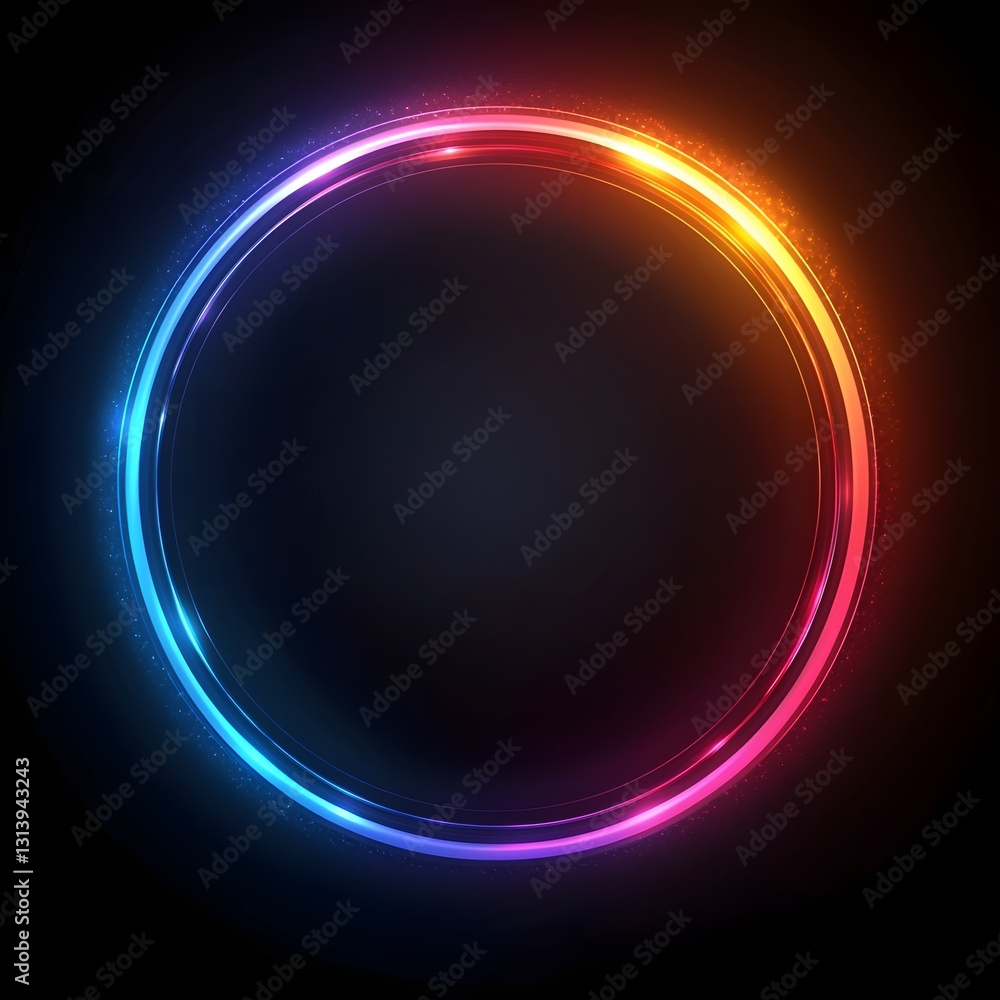 Poster minimalist glowing circular frame with soft gradient transitions for modern design applications