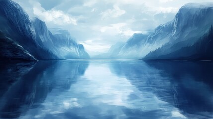 Fototapeta premium Misty Fjord Reflections