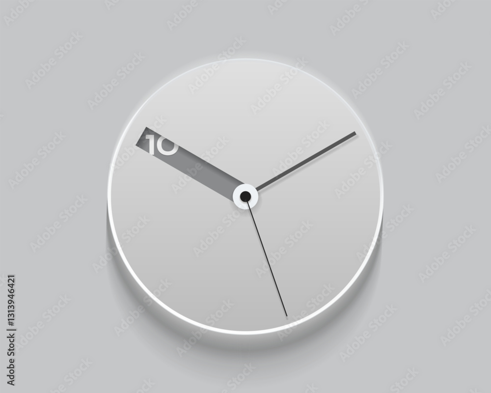Aufkleber simple light creative clock in realistic flat style, with arrow and numbers. time on white backgroun