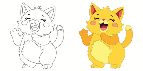 Cat vector and outline icons.