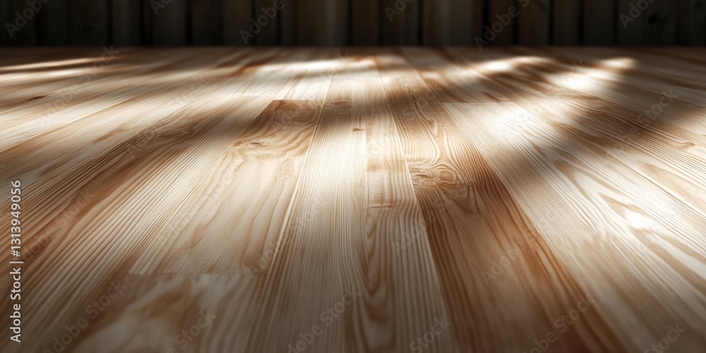 Poster elegant wooden surface captures soft light in a calm indoor setting generative ai