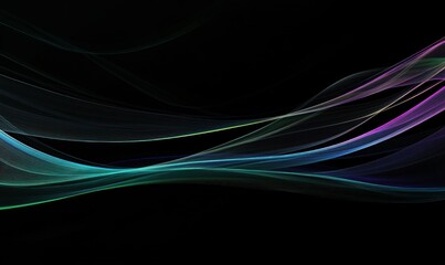 Naklejka premium Abstract colorful waves on black background.