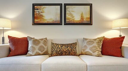 Cozy Living Room with Artwork and Pillows
