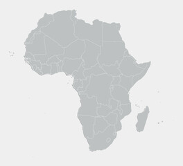 blank grey map of africa divided into countries